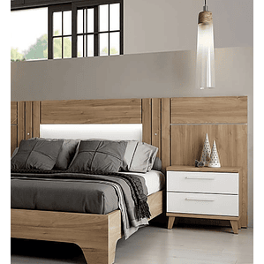 Respaldo + dos veladores con 2 cajones con luz led central 278 cm GHIO
