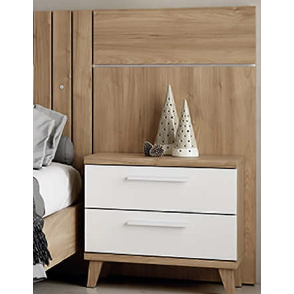 Respaldo + dos veladores con 2 cajones con luz led central 278 cm GHIO 3