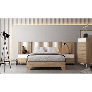 Respaldo + dos veladores con 2 cajones 163 cm GHIO