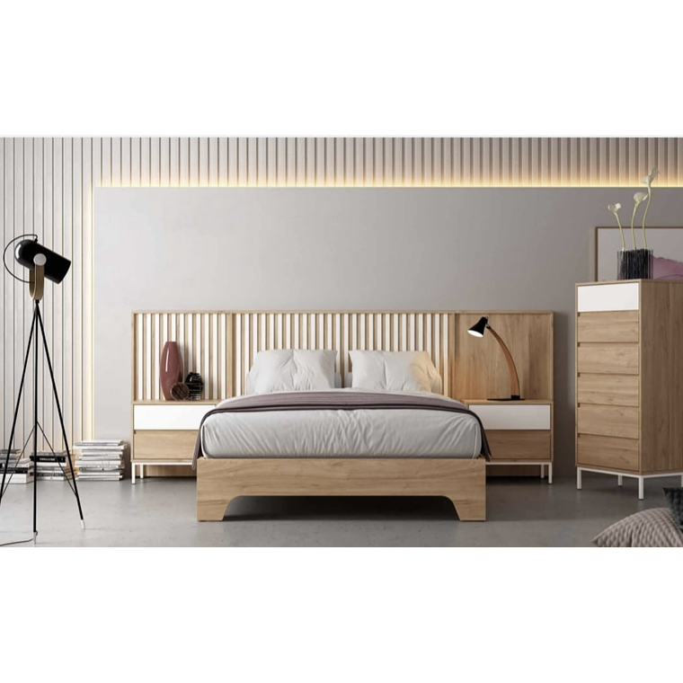 Respaldo + dos veladores con 2 cajones 163 cm GHIO 2