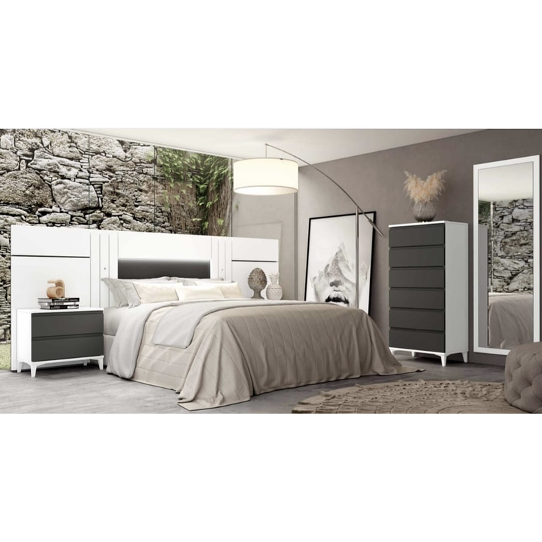 Respaldo + sinfonier + espejo + dos veladores con 2 cajones 258 cm GHIO 1