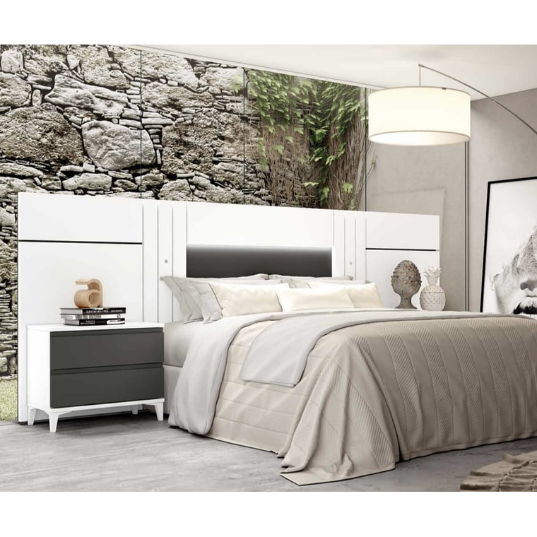 Respaldo + sinfonier + espejo + dos veladores con 2 cajones 258 cm GHIO 2