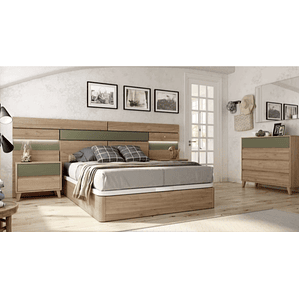 Respaldo + comoda + espejo + dos veladores con 2 cajones 273 cm GHIO