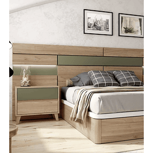 Respaldo + comoda + espejo + dos veladores con 2 cajones 273 cm GHIO