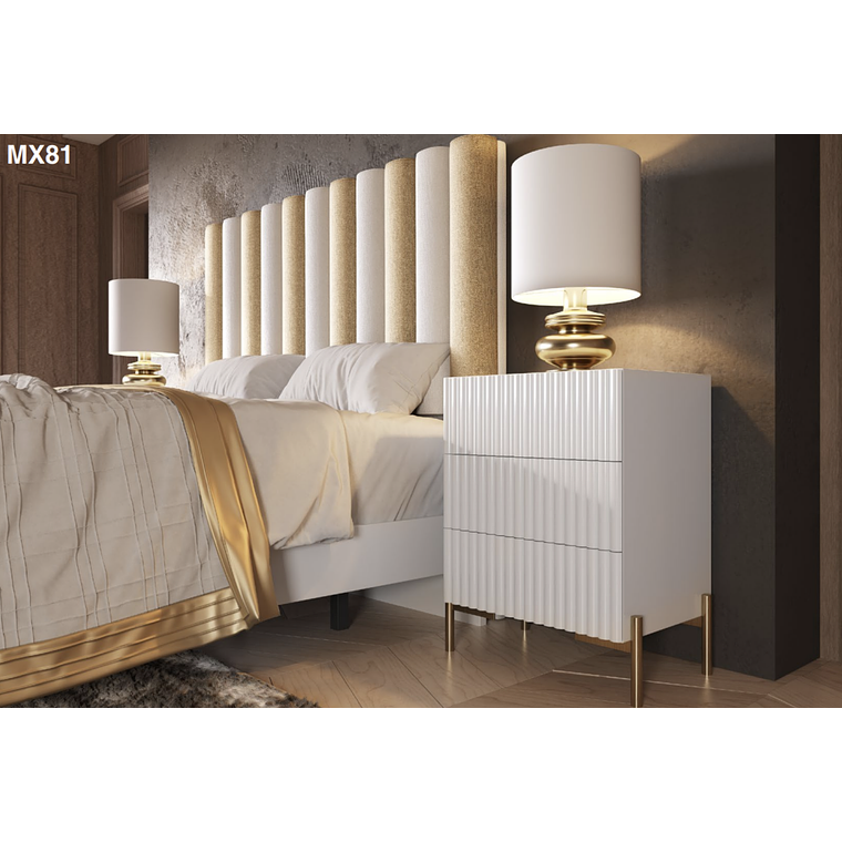 DORMITORIO MX81 FRANCO FURNITURE Respaldo 190 cm Respaldo + Veladores + Cómoda + Espejo de 100x100 cm 2