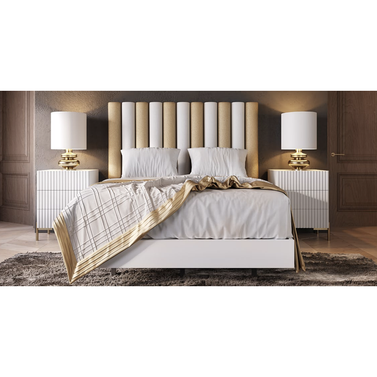 DORMITORIO MX81 FRANCO FURNITURE Respaldo 160 cm Respaldo + Veladores + Cómoda + Espejo de 100x100 cm 1