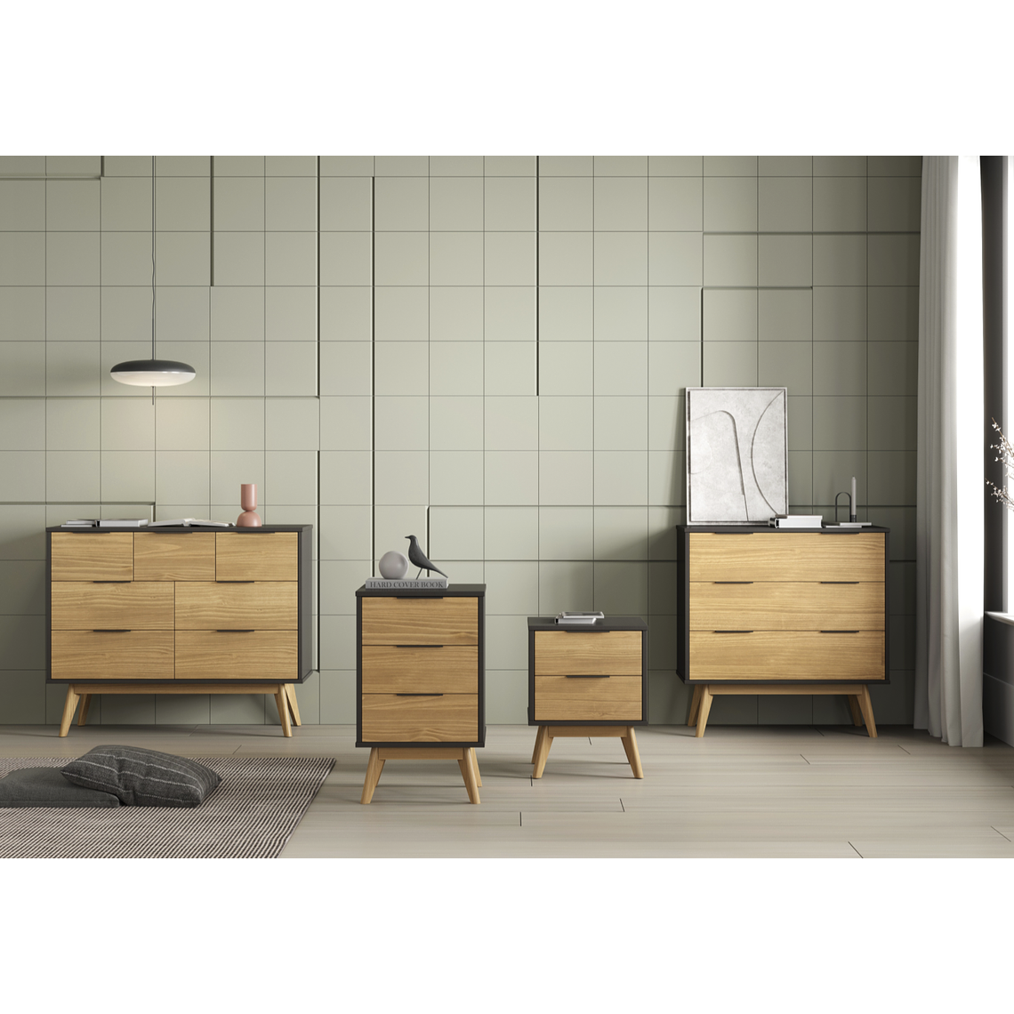 CÓMODA LAVUS 3C PINO BOCAMINA/CERA 80 cm 5