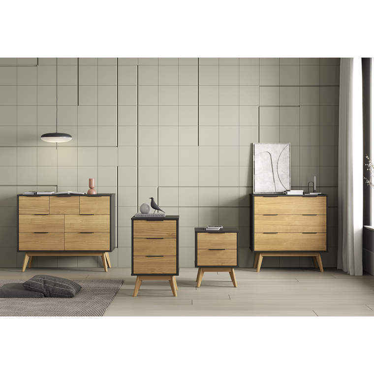 CÓMODA LAVUS 3C PINO BOCAMINA/CERA 80 cm 5