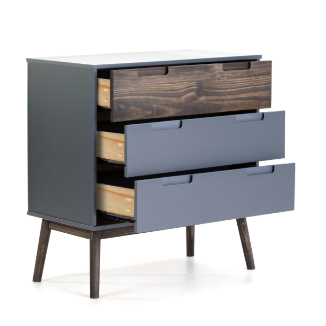 CÓMODA NUBE 3 CAJONES MADERA DE PINO ANTRACITA 80 CM 3