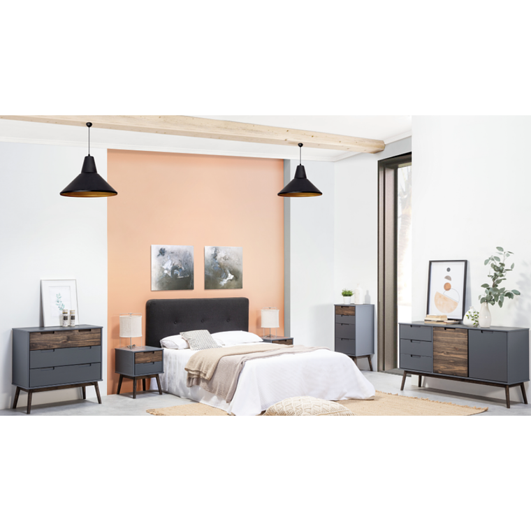 CÓMODA NUBE 3 CAJONES MADERA DE PINO ANTRACITA 80 CM 5