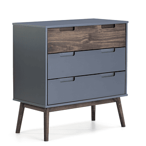 CÓMODA NUBE 3 CAJONES MADERA DE PINO ANTRACITA 80 CM