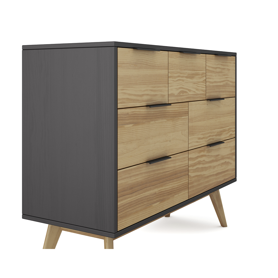 CÓMODA LAVUS 4+3 CAJONES PINO BOCAMINA/CERA 120 CM 2