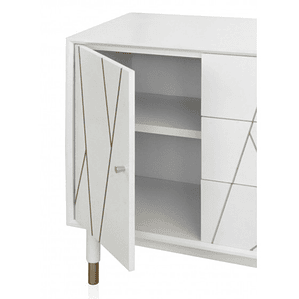 CÓMODA 3 CAJONES Y PUERTA LACADA BLANCO 80 CM