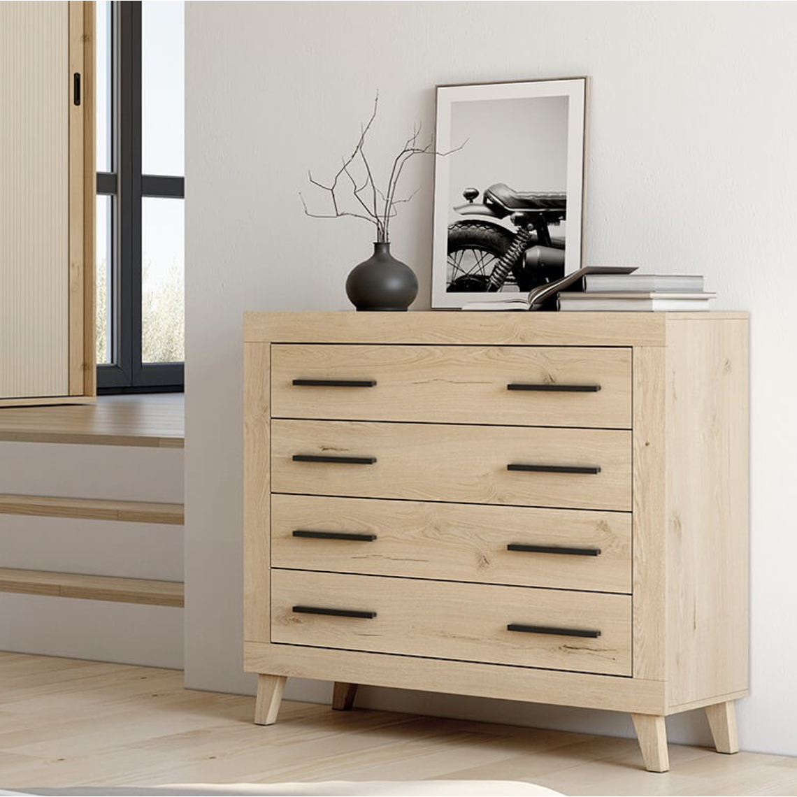 CÓMODA JORDAN DE CUATRO CAJONES 100 CM 1