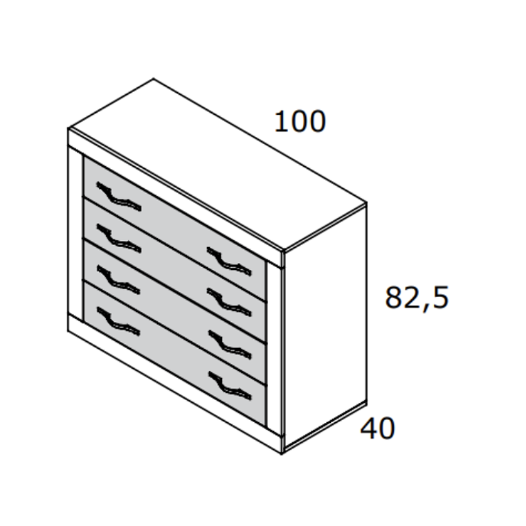 CÓMODA JORDAN DE CUATRO CAJONES 100 CM 2