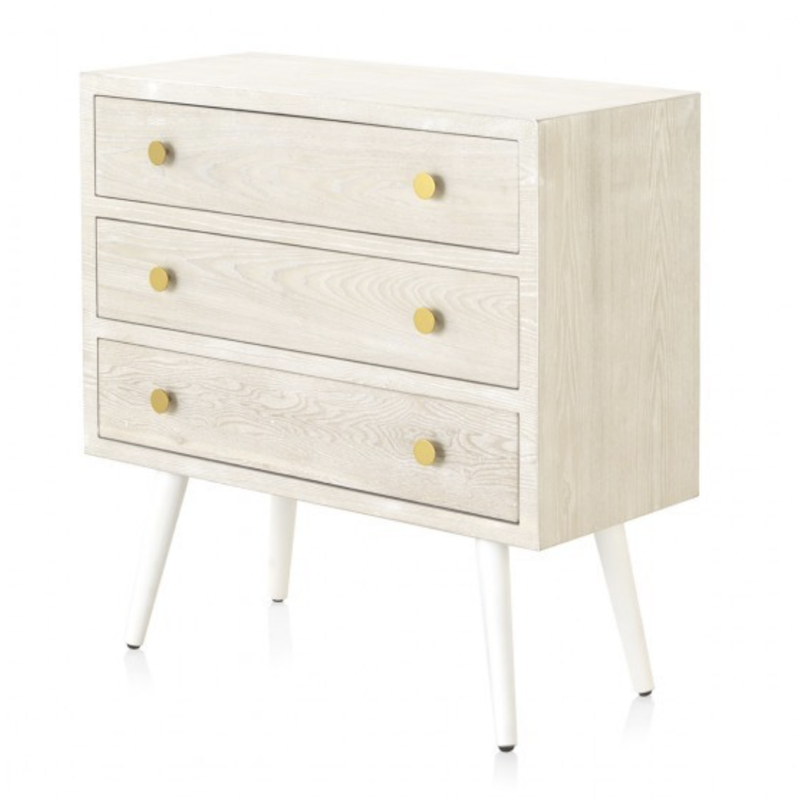 CÓMODA 3 CAJONES PATINADO BLANCO 80 CM 1