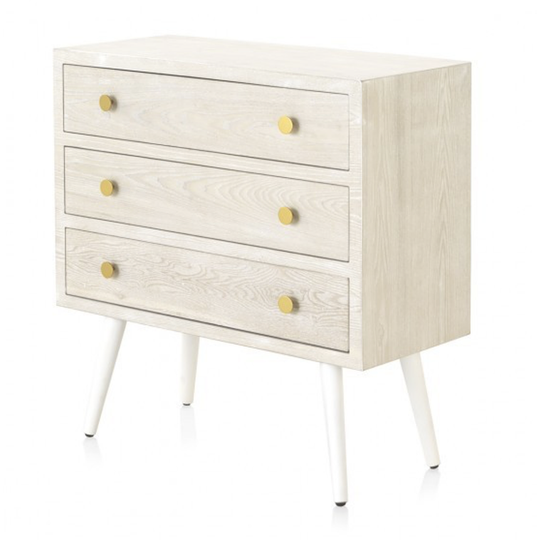 CÓMODA 3 CAJONES PATINADO BLANCO 80 CM 1