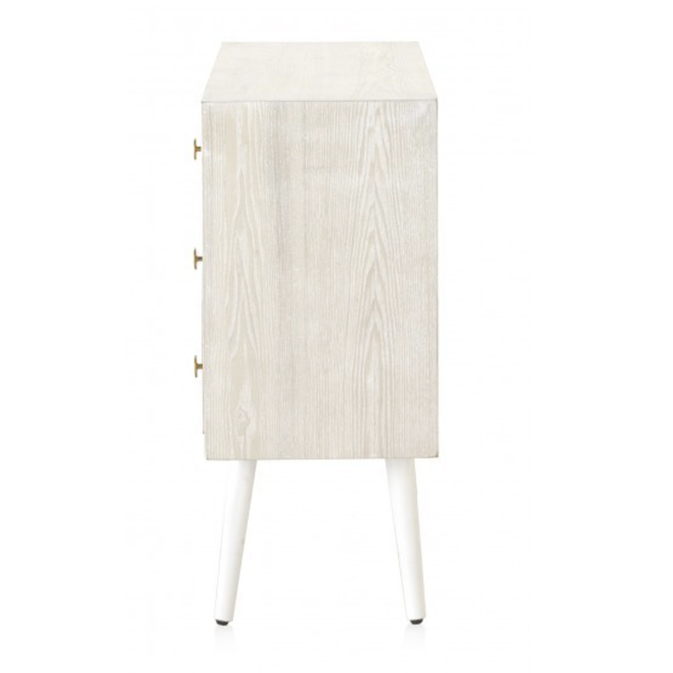 CÓMODA 3 CAJONES PATINADO BLANCO 80 CM 4