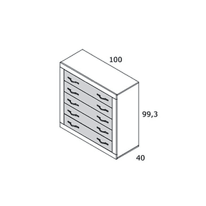 CÓMODA DE 5 CAJONES DE 100CM