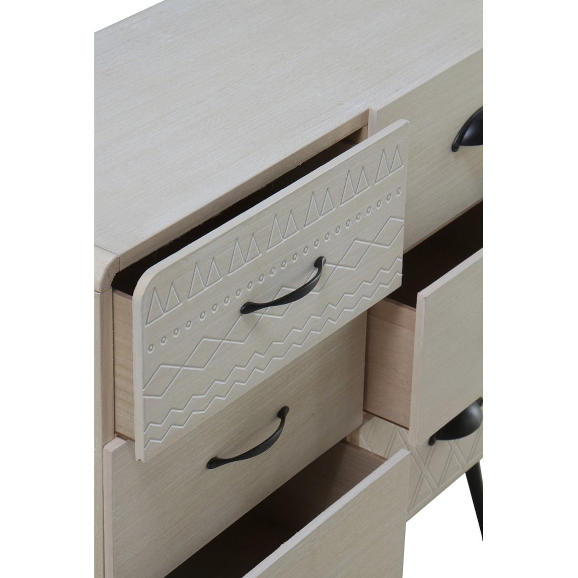 CÓMODA DE 6 CAJONES MADERA NATURAL PATAS METALICAS 73 CM 3