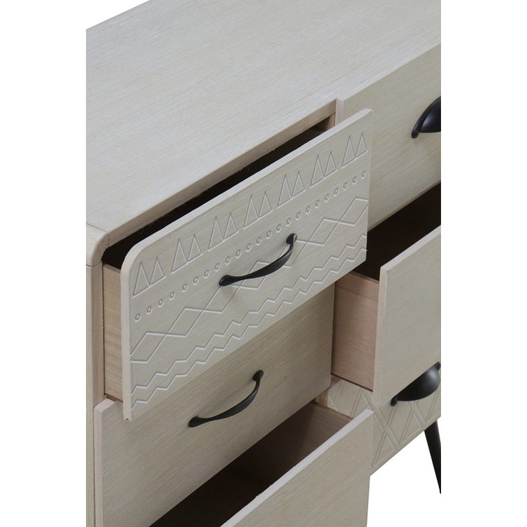 CÓMODA DE 6 CAJONES MADERA NATURAL PATAS METALICAS 73 CM 3