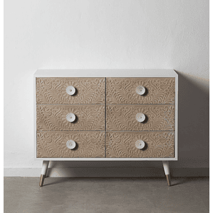 CÓMODA BLANCO-NATURAL 6 CAJONES 100 CM