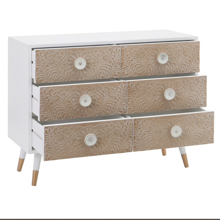 CÓMODA BLANCO-NATURAL 6 CAJONES 100 CM 3