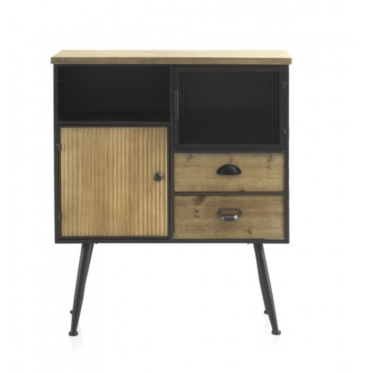 CÓMODA METALICA CON TAPA DE MADERA 80CM 1