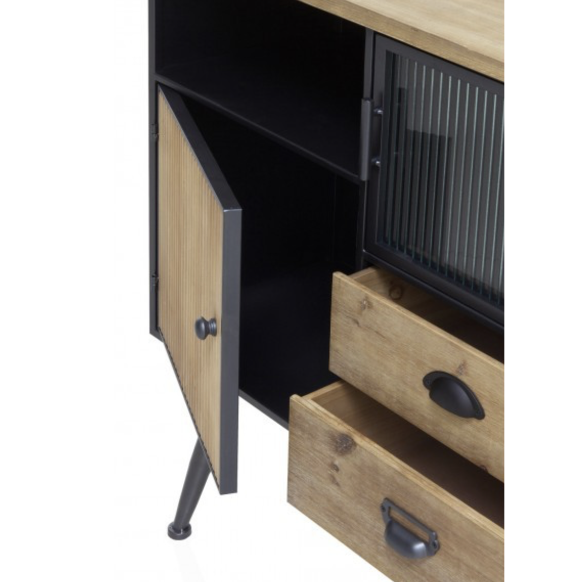 CÓMODA METALICA CON TAPA DE MADERA 80CM 3