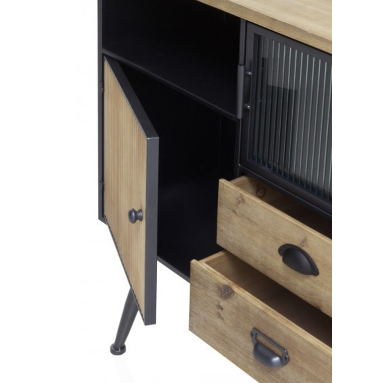 CÓMODA METALICA CON TAPA DE MADERA 80CM 3