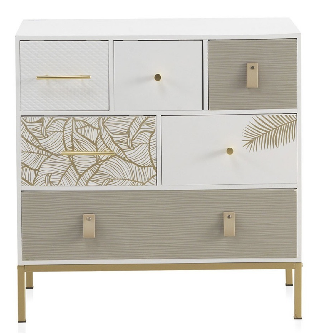 CÓMODA MADERA BLANCA ART DECO 6 CAJONES 80 CM 1