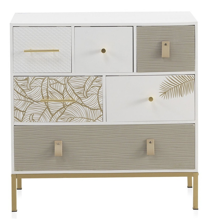 CÓMODA MADERA BLANCA ART DECO 6 CAJONES 80 CM 1