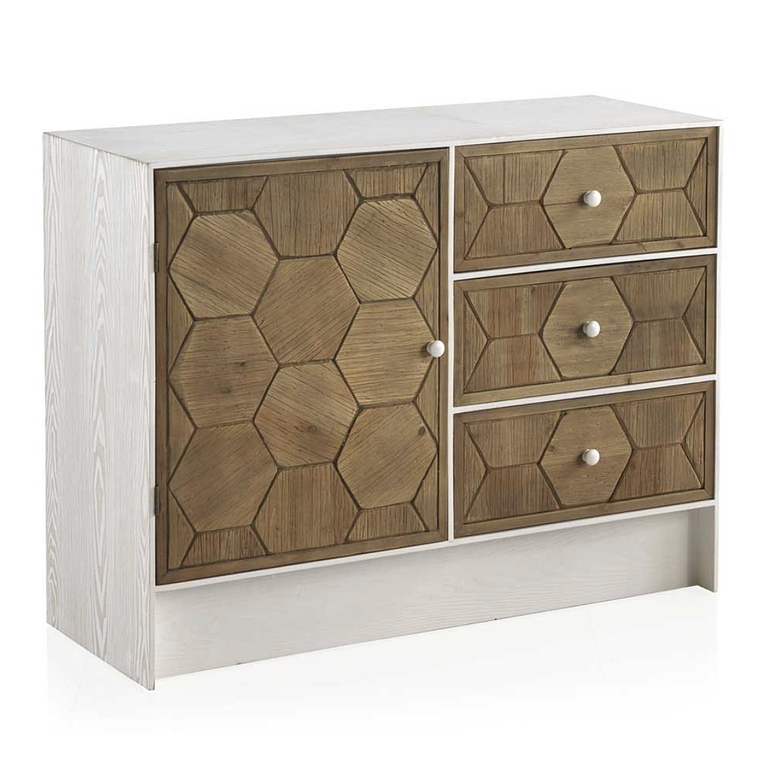 CÓMODA VINTAGE TRAMA DE  1 PUERTA Y 3 CAJONES 105 CM 1