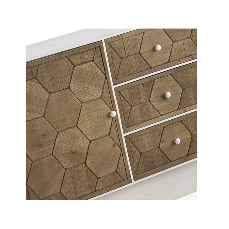 CÓMODA VINTAGE TRAMA DE  1 PUERTA Y 3 CAJONES 105 CM 2