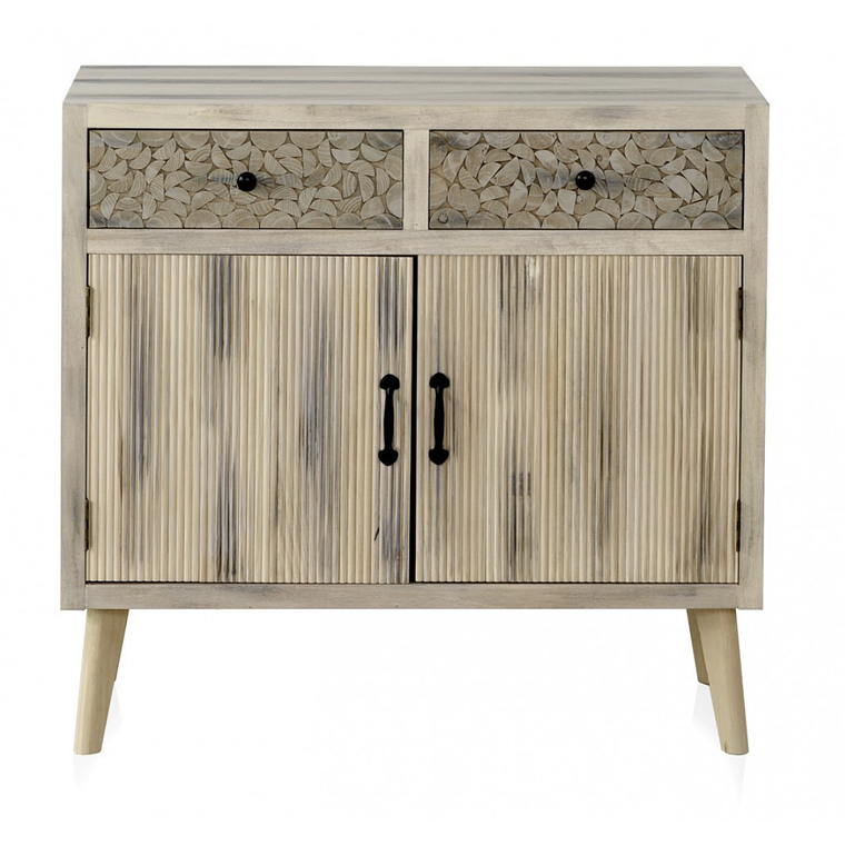 CÓMODA DE 2 CAJONES Y 2 PUERTAS MADERA 85CM 1