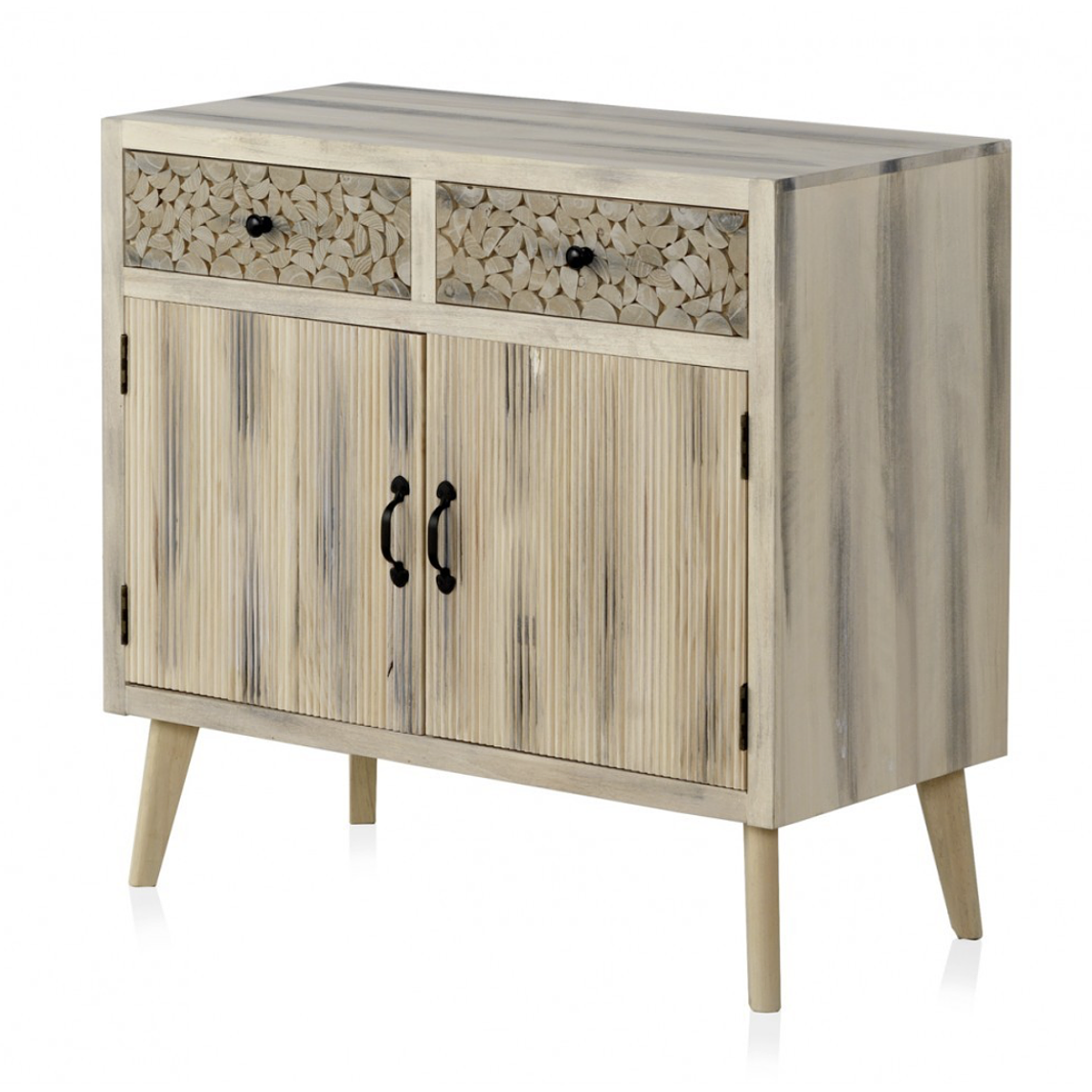 CÓMODA DE 2 CAJONES Y 2 PUERTAS MADERA 85CM 2