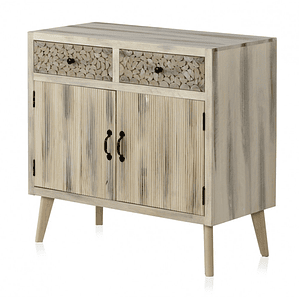 CÓMODA DE 2 CAJONES Y 2 PUERTAS MADERA 85CM