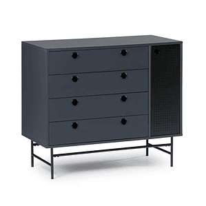 CÓMODA PUNTO 4 CAJONES Y PUERTA 97 CM