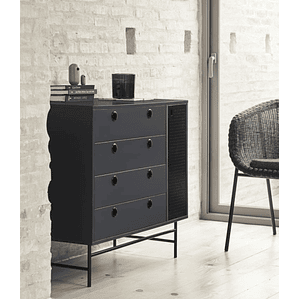 CÓMODA PUNTO 4 CAJONES Y PUERTA 97 CM