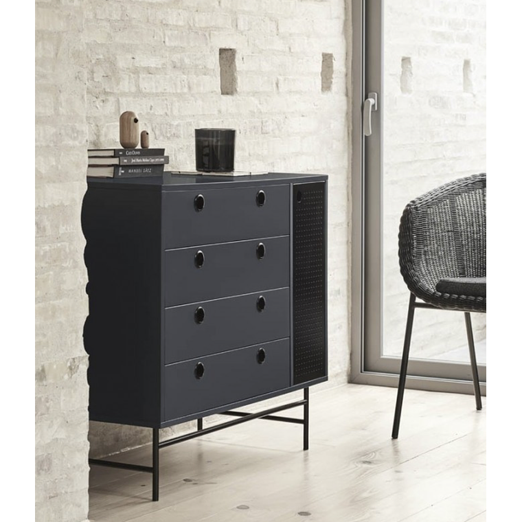 CÓMODA PUNTO 4 CAJONES Y PUERTA 97 CM 2