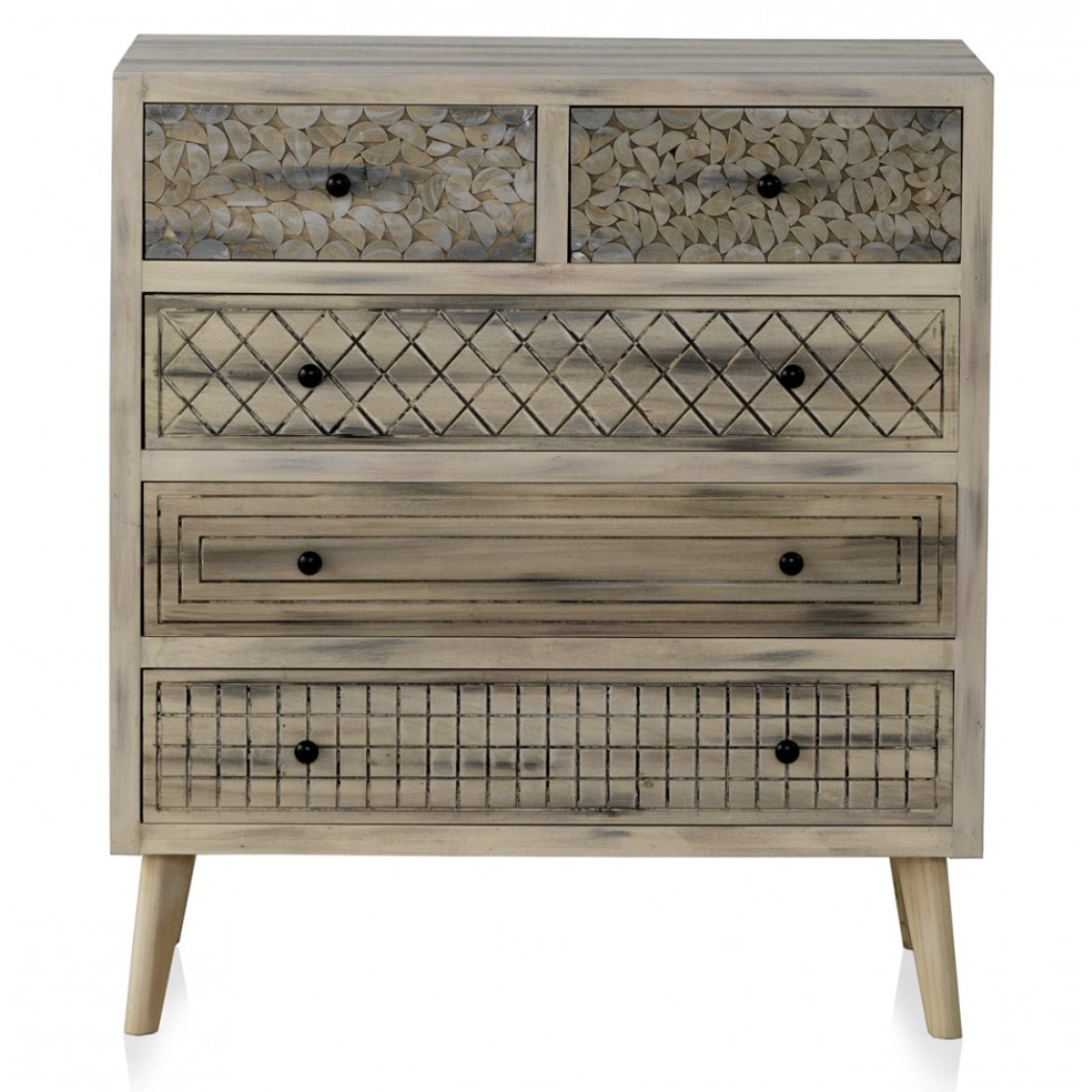 CÓMODA DE 5 CAJONES MADERA MACIZA DE 85CM 1