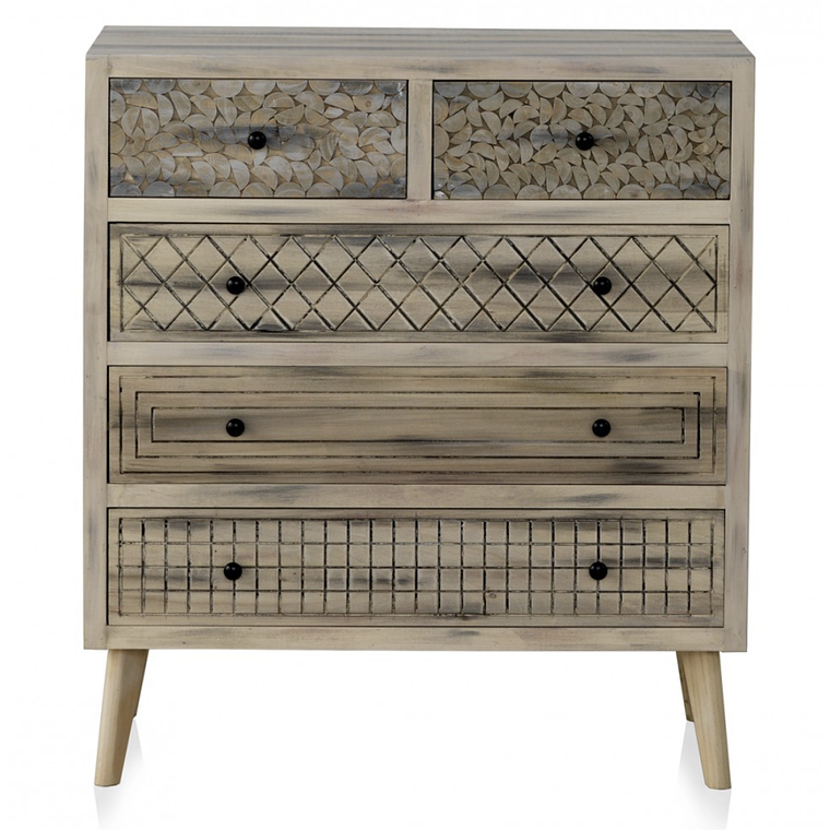 CÓMODA DE 5 CAJONES MADERA MACIZA DE 85CM 1