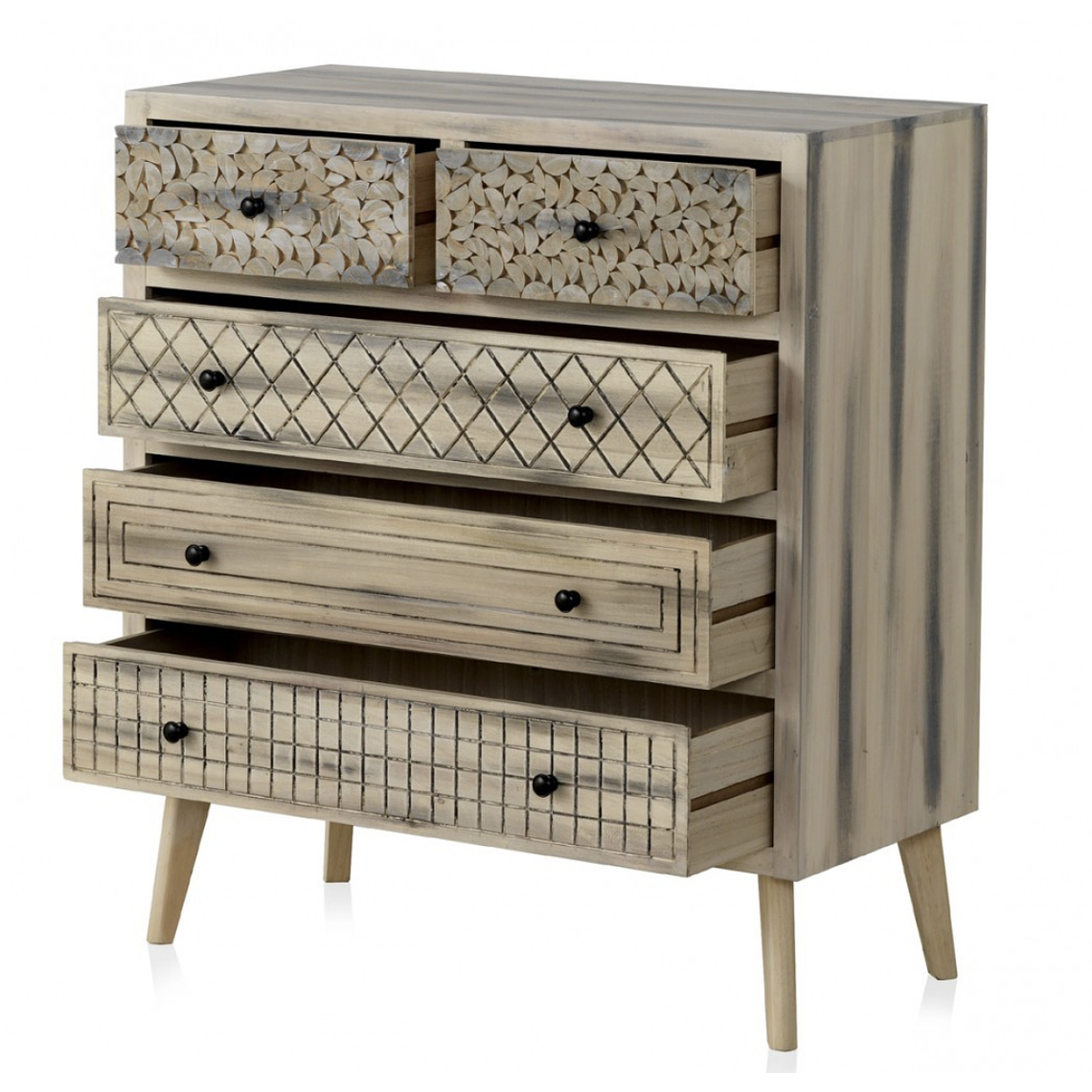 CÓMODA DE 5 CAJONES MADERA MACIZA DE 85CM 2