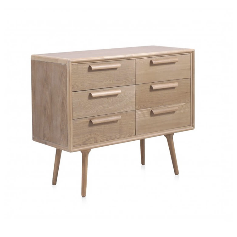CÓMODA MADERA DE FRESNO 6 CAJONES 100 CM 2