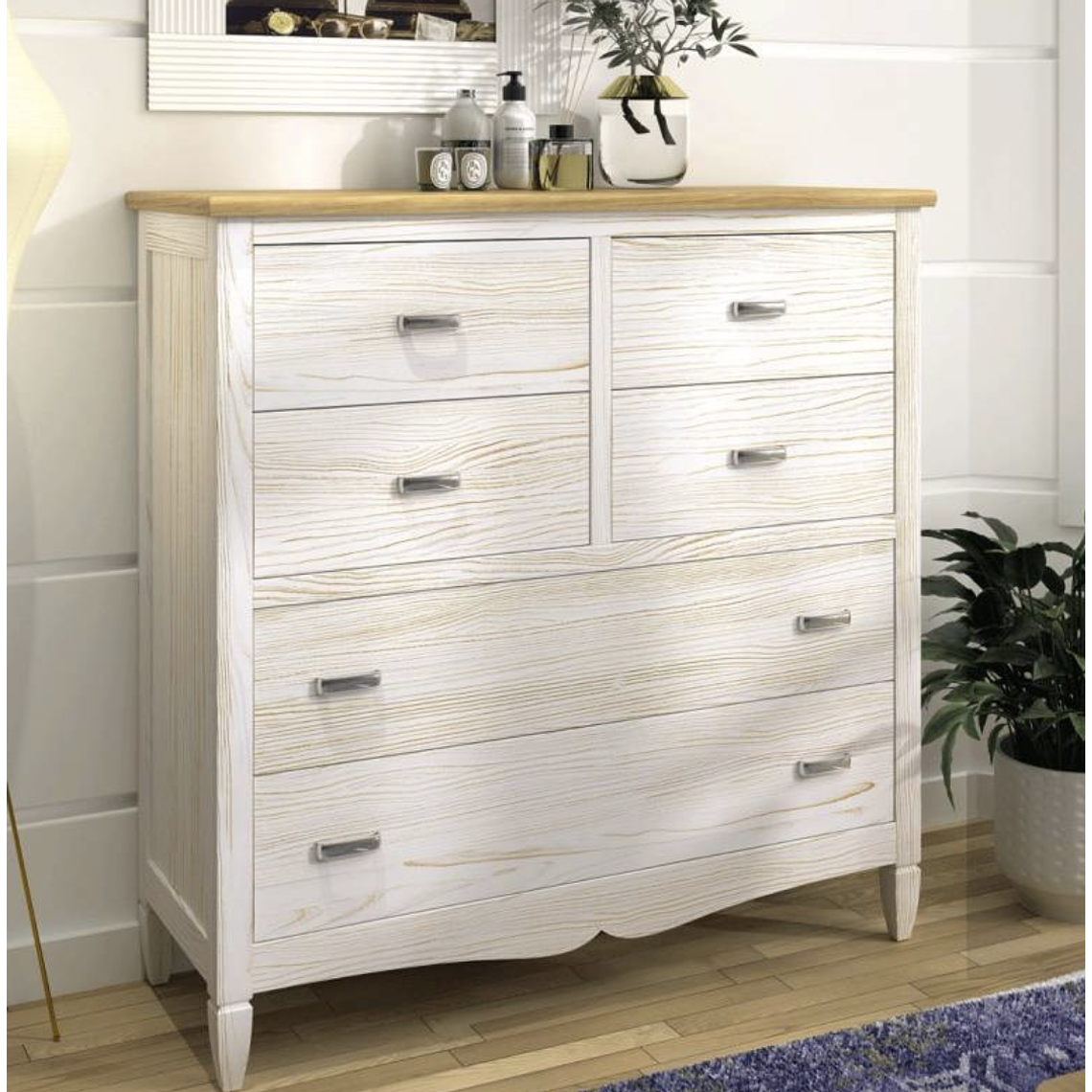 CÓMODA AMBERES MADERA DE OLMO 108 CM CREMA 1