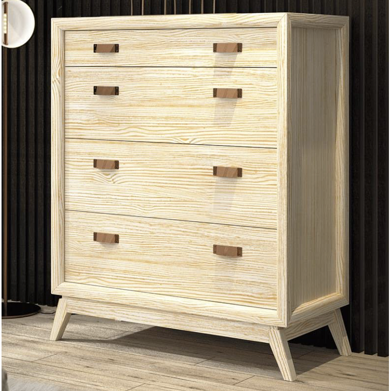 CÓMODA RODAS MADERA MACIZA CREMA 102 CM 1