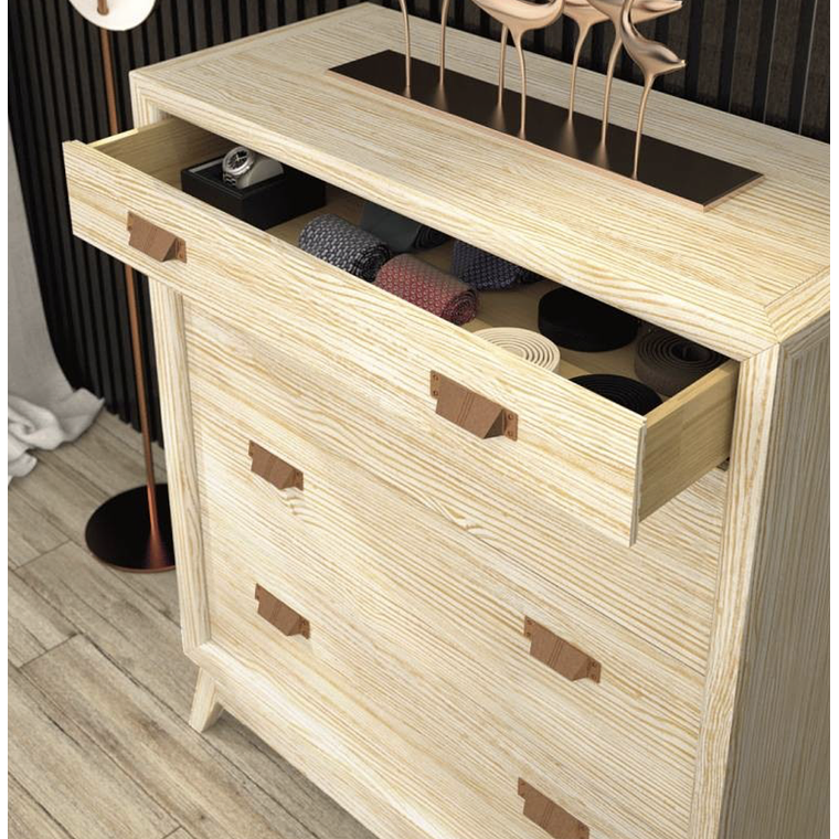 CÓMODA RODAS MADERA MACIZA CREMA 102 CM 2