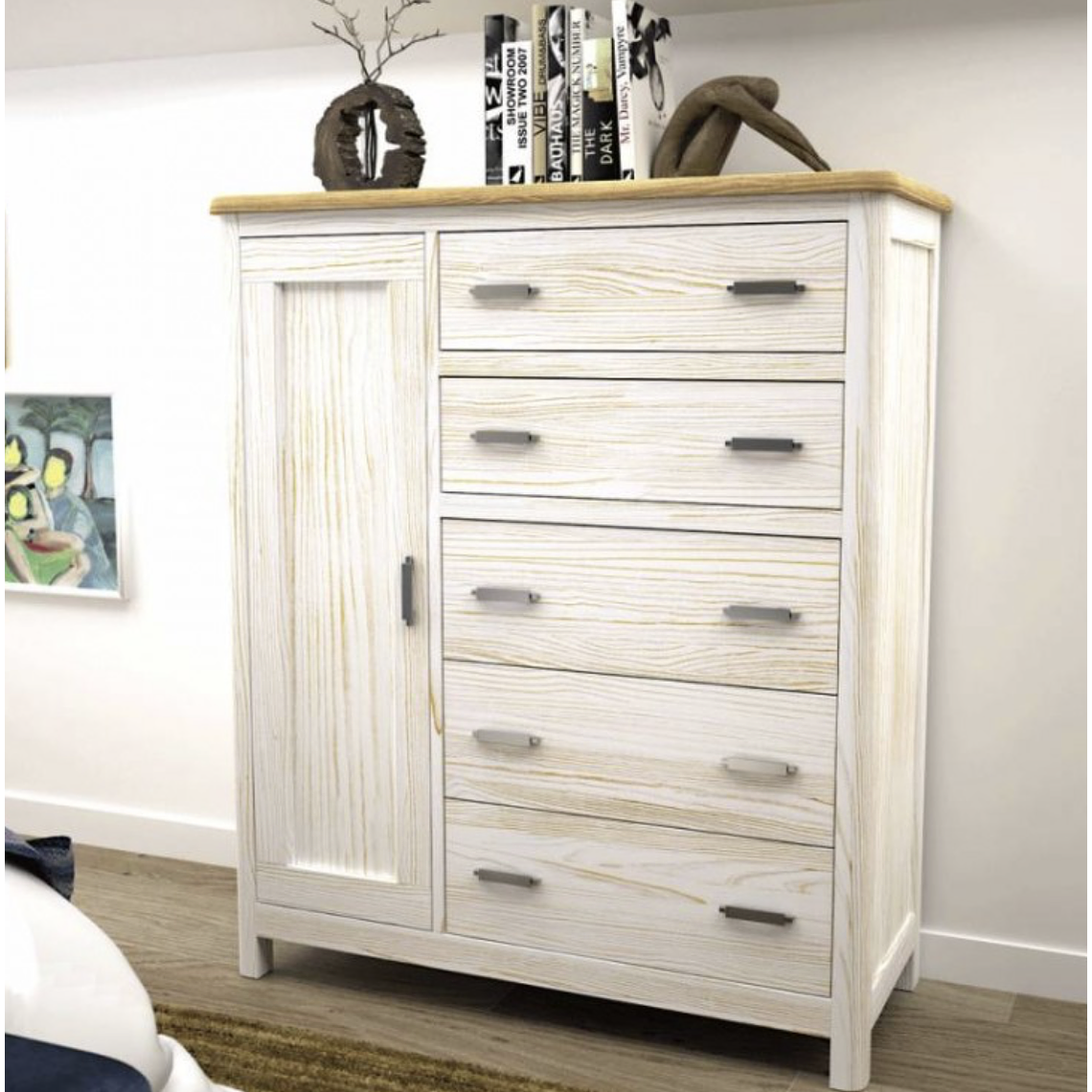 CÓMODA CON PUERTA CERDEÑA GRUPO SEYS CREMA 103 CM 1