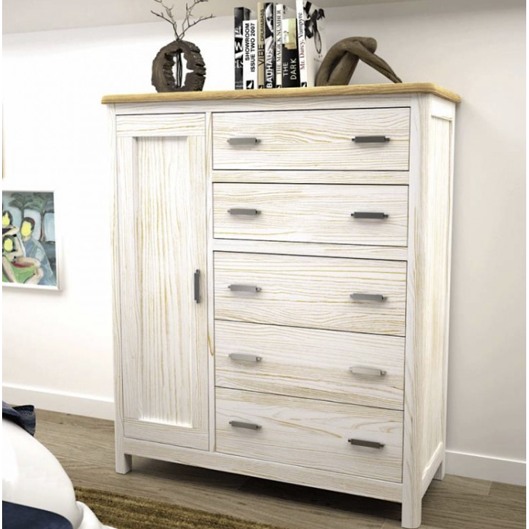 CÓMODA CON PUERTA CERDEÑA GRUPO SEYS CREMA 103 CM 1