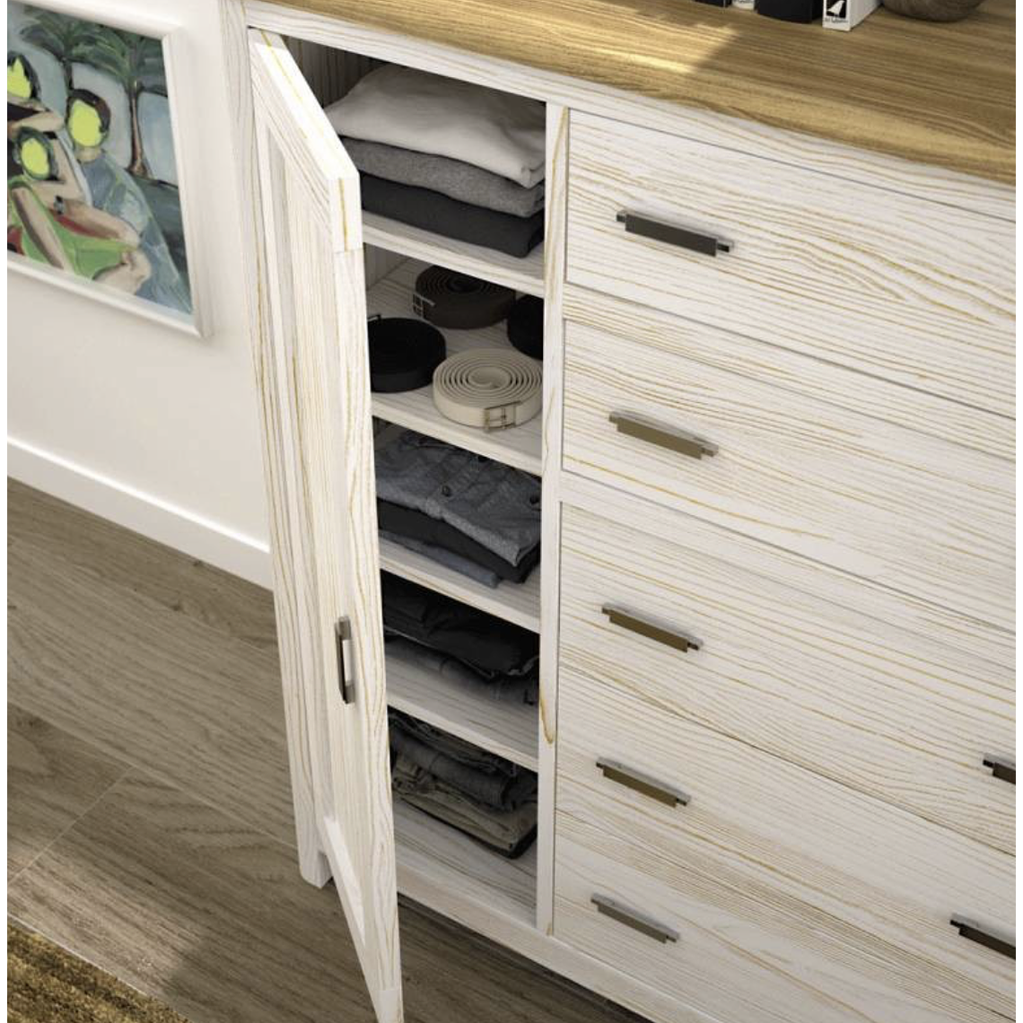 CÓMODA CON PUERTA CERDEÑA GRUPO SEYS CREMA 103 CM 2